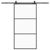 vidaXL bīdāmās durvis ar stiprinājumiem, melns, stikls, 102x205 cm