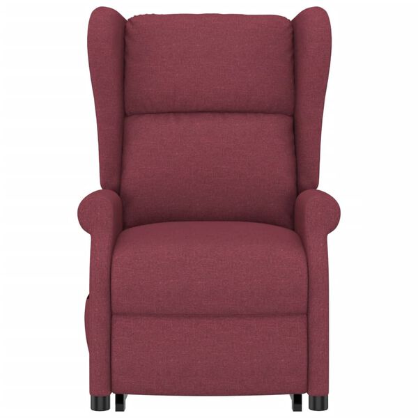 vidaXL masāžas krēsls, paceļams, vīnsarkans audums