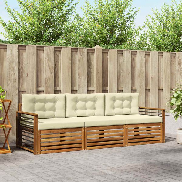 vidaXL Āra dīvānu komplekts ar spilvenu 3 pcs Dabisks un krējuma