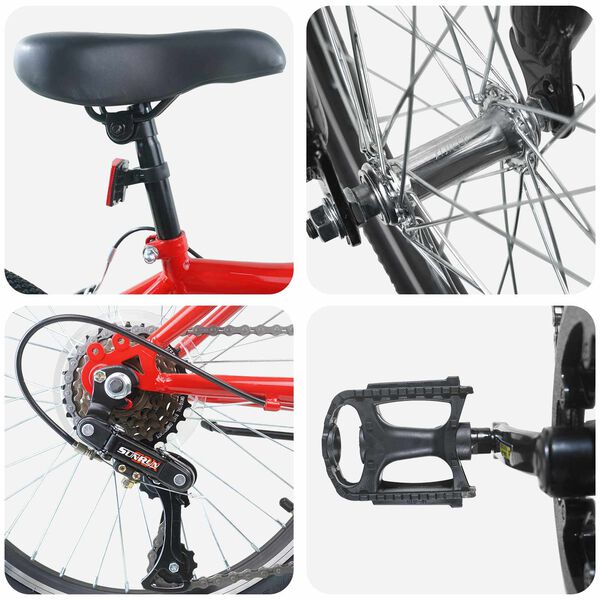 vidaXL Bērnu Velosipēds 20 Collas 6-Speed 6-11 gadu vecumam Sarkana