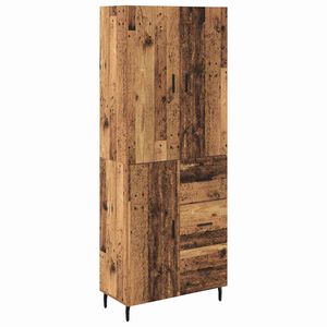 vidaXL Augstais skapītis 2 pcs Vecs koks Koka un stikla materiāls