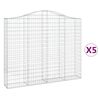 vidaXL arkveida gabiona grozi, 5 gb., 200x30x160/180cm, cinkota dzelzs