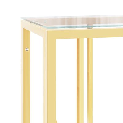 vidaXL konsoles galdiņš, 110x30x70 cm, nerūsējošs tērauds un stikls