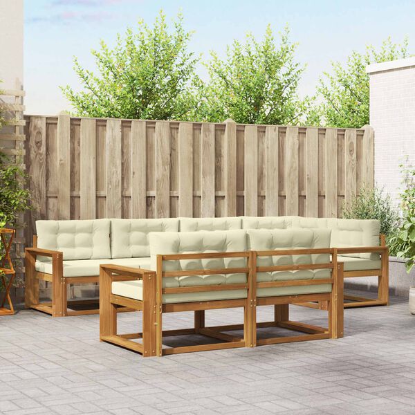 vidaXL Āra dīvānu komplekts ar spilvenu 7 pcs Dabisks un krējuma