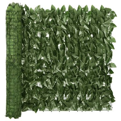 vidaXL balkona aizslietnis ar tumši zaļām lapām, 400x75 cm