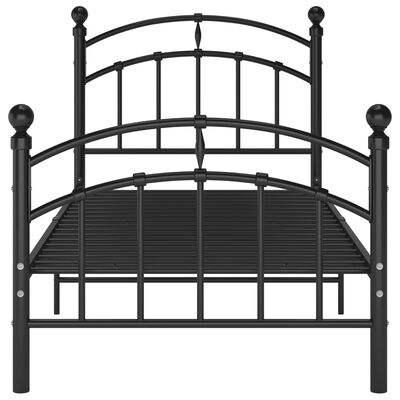 vidaXL gultas rāmis, melns metāls, 90x200 cm