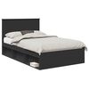 vidaXL Gultas rāmis ar atvilktni Melna 135 x 190 cm Ciets priedes koks