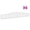 vidaXL arkveida gabiona grozi, 6 gb., 400x30x40/60 cm, cinkota dzelzs