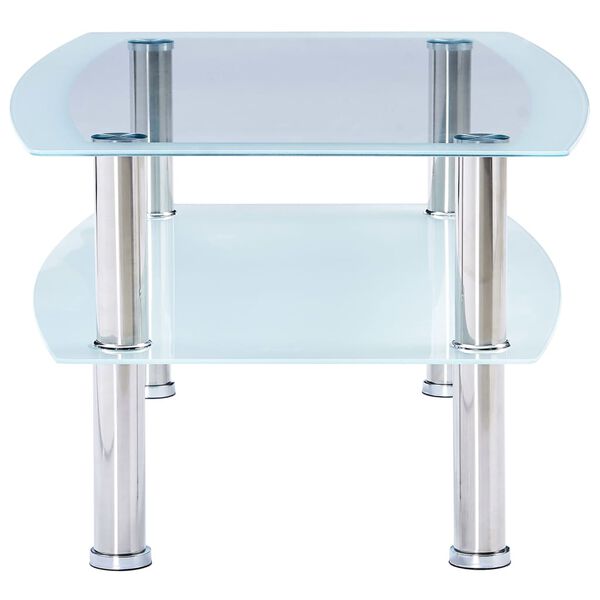 vidaXL kafijas galdiņ&scaron;, balts, 100x60x42 cm, rūdīts stikls