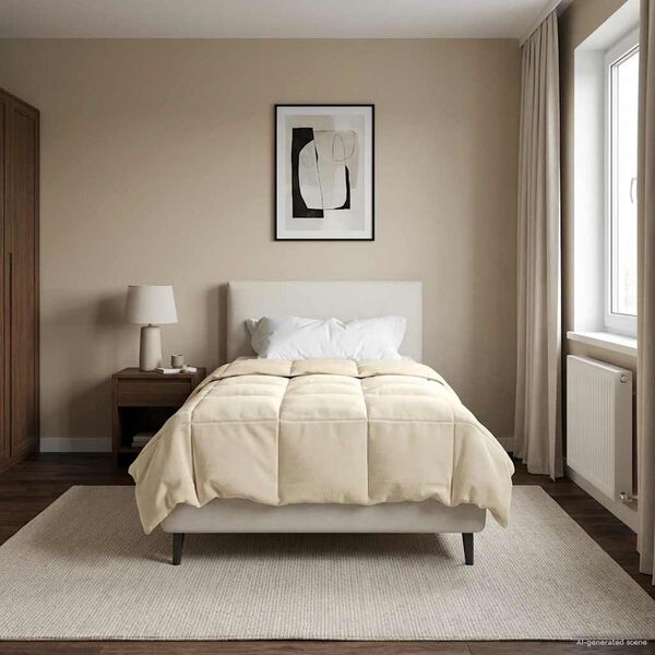 vidaXL Pilnas gada sega Tiltiņ&scaron; Krēmkrāsa 135 x 220 cm Mikro&scaron;ķiedra