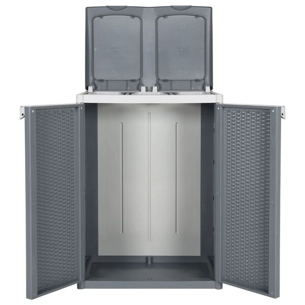 vidaXL atkritumu tvertne ar 2 durvīm, pelēka, 65x45x88 cm, PP