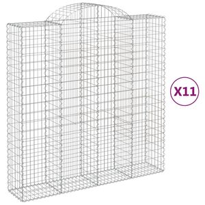 vidaXL arkveida gabiona grozi, 11gb., 200x50x200/220cm, cinkota dzelzs