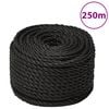 vidaXL darba virve, melna, 14 mm, 250 m, polipropilēns