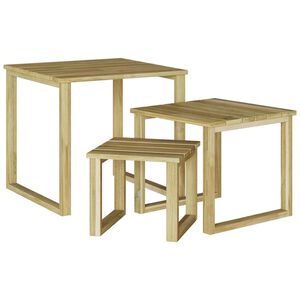 vidaXL galds 3 gab. Dabiska 50,5 x 50 x 46 cm Impregnēts priedes koks