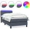 vidaXL atsperu gulta ar matraci, LED, tum&scaron;i pelēka samts, 80x220 cm