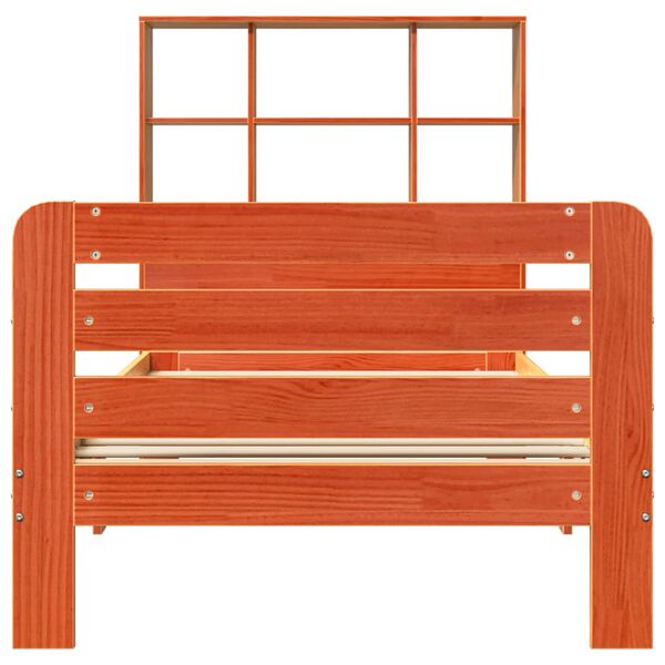 vidaXL gulta bez matrača, vaska brūnas, 90x190 cm, priedes masīvkoks