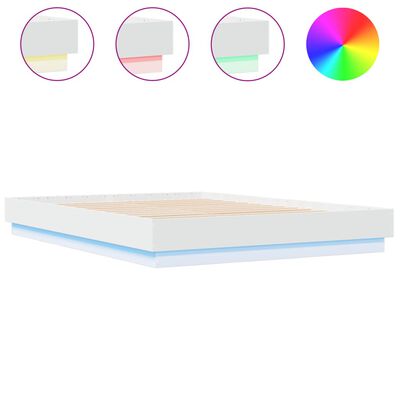 vidaXL gultas rāmis ar LED, balts, 120x200 cm