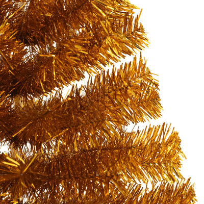 vidaXL mākslīgā Ziemassvētku egle ar statīvu, 180 cm, zeltaina, PET