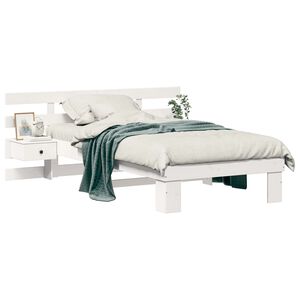 vidaXL Gultas rāmis Balts 100 x 200 cm Ciets priedes koks