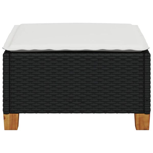 vidaXL dārza soliņš ar matraci, melna PE rotangpalma, 63,5x56x32 cm