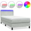 vidaXL atsperu gulta ar matraci, LED, gai&scaron;i pelēka samts, 90x210 cm
