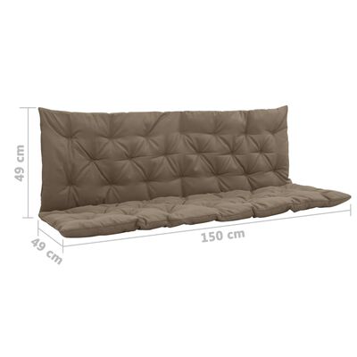 vidaXL šūpuļkrēsla matracis, pelēkbrūns audums, 150 cm