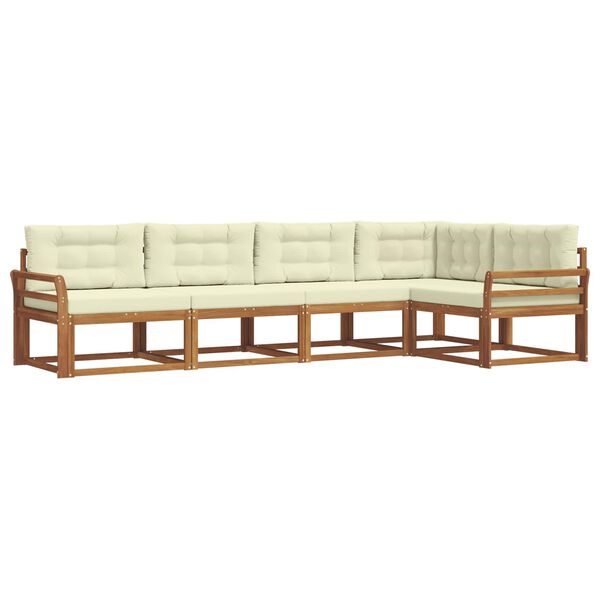 vidaXL Āra dīvānu komplekts ar spilvenu 5 pcs Dabisks un krējuma