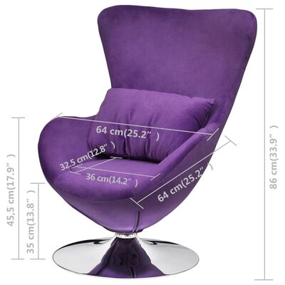 vidaXL grozāms atpūtas krēsls ar spilvenu, violets samts