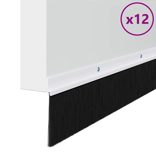 vidaXL Skrūvējami durvju birstes blīvējumi 12 pcs Balts 100 cm