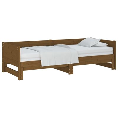 vidaXL izvelkama gulta, medus brūna, priedes masīvkoks, 2x(80x200) cm