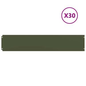 vidaXL zāliena apmales 30 gab Olive Green Auksti velmēts tērauds