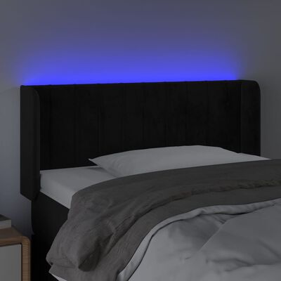 vidaXL gultas galvgalis ar LED, 83x16x78/88 cm, melns samts