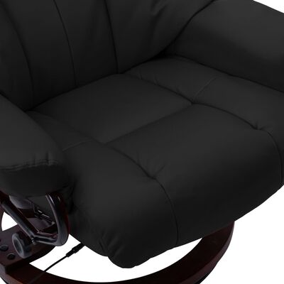 vidaXL masāžas krēsls, atgāžams, melna mākslīgā āda, liekts koks