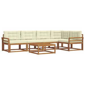 vidaXL Āra dīvānu komplekts ar spilvenu 6 pcs Dabisks un krējuma