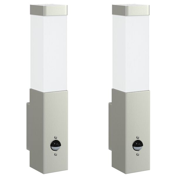 vidaXL Āra sienas lukturi 2 pcs Sudraba 10.5 x 6 x 35 cm