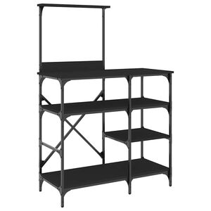 vidaXL virtuves plaukts, melns, 90x40x132cm, inženierijas koks, metāls