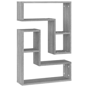 vidaXL sienas plaukti, 2 gab., pelēki, 50x15x50 cm, inženierijas koks