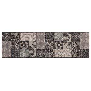 vidaXL Virtuves paklājs Melna mozaīka 150 x 45 cm 100% poliamīds