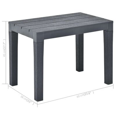 vidaXL dārza galds ar 2 soliem, antracītpelēka plastmasa