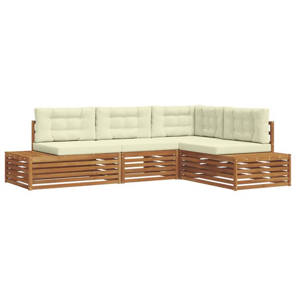 vidaXL Āra dīvānu komplekts ar spilvenu 4 Gabals Dabisks un krējuma