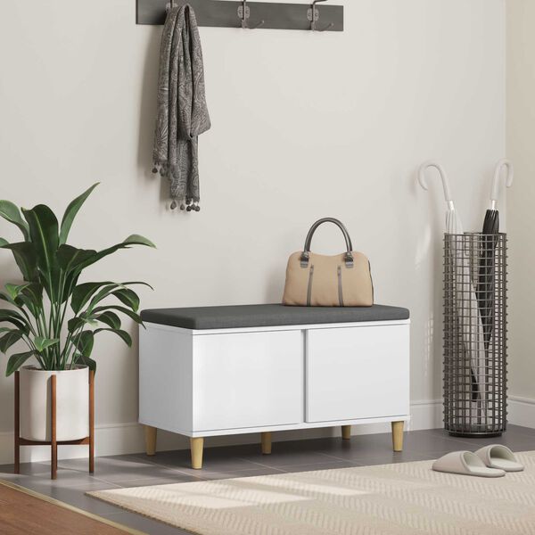 vidaXL Zāles sols ar spilvenu ar uzglabā&scaron;anu Balts 80 x 38 x 46 cm