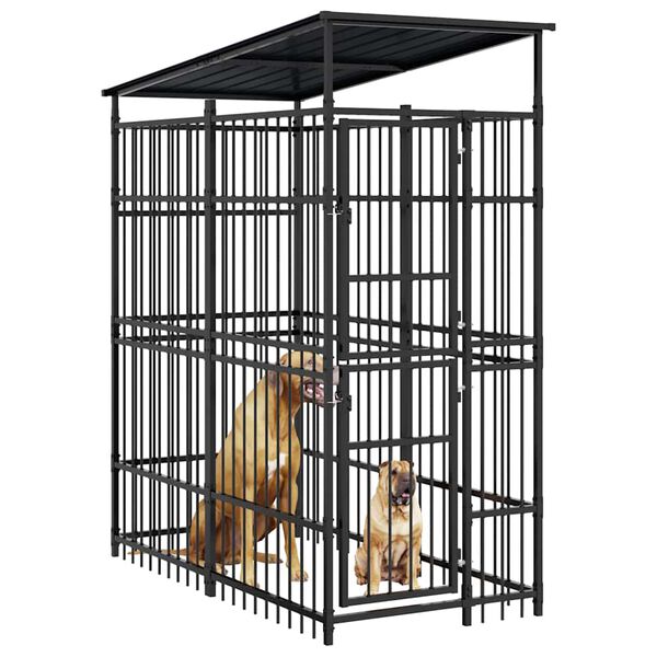 vidaXL suņu voljērs ar jumtu, 1,84 m&sup2;, tērauds