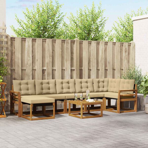 vidaXL Āra dīvānu komplekts ar spilvenu 8 pcs Dabisks un bē&scaron;s