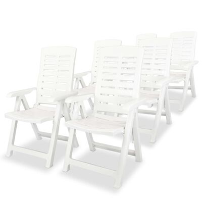 vidaXL atgāžami dārza krēsli, 6 gab., plastmasa, balti