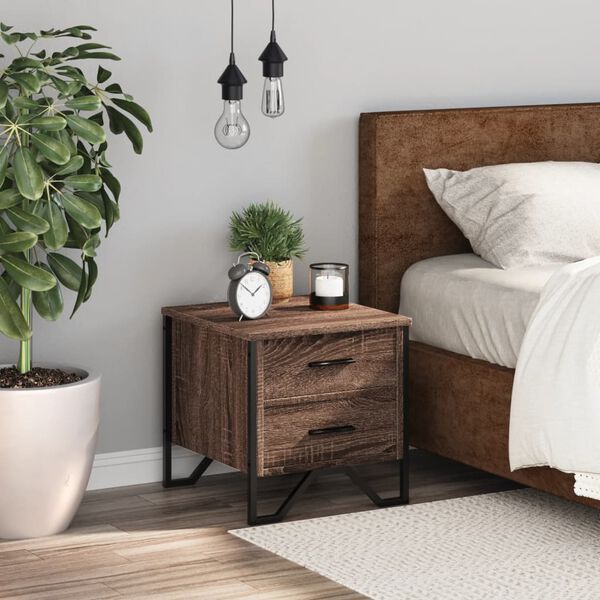 vidaXL naktsskapītis, ozolkoka krāsa, 40x41x40 cm, inženierijas koks