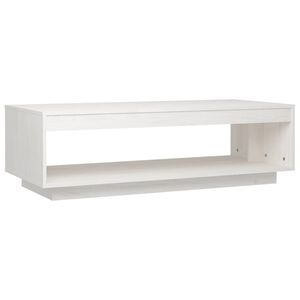 vidaXL kafijas galdiņ&scaron;, balts, 110x50x33,5 cm, priedes masīvkoks