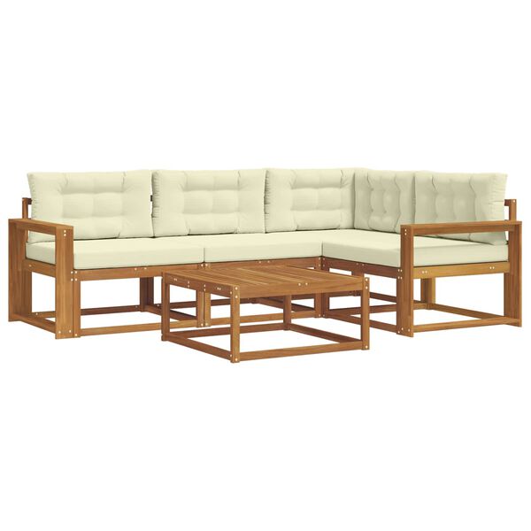 vidaXL Āra dīvānu komplekts ar spilvenu 5 pcs Dabisks un krējuma