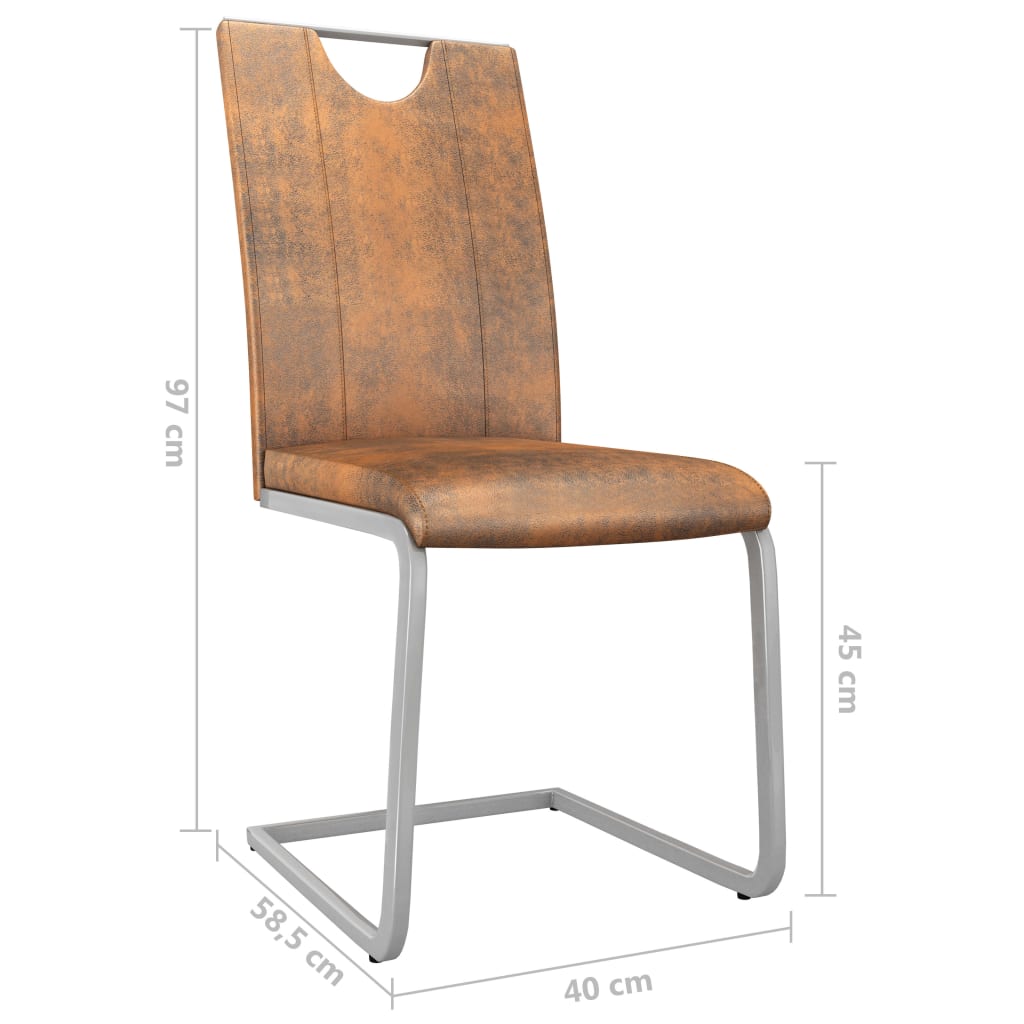 vidaXL virtuves krēsli, 4 gab., zamšādas brūna mākslīgā āda