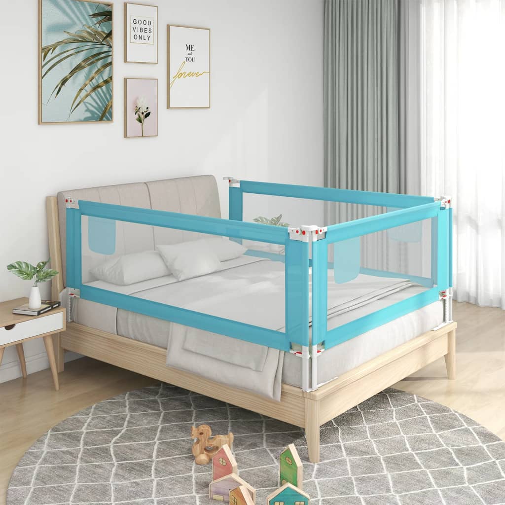 vidaXL bērnu gultas aizsargbarjera, zila, 90x25 cm, audums