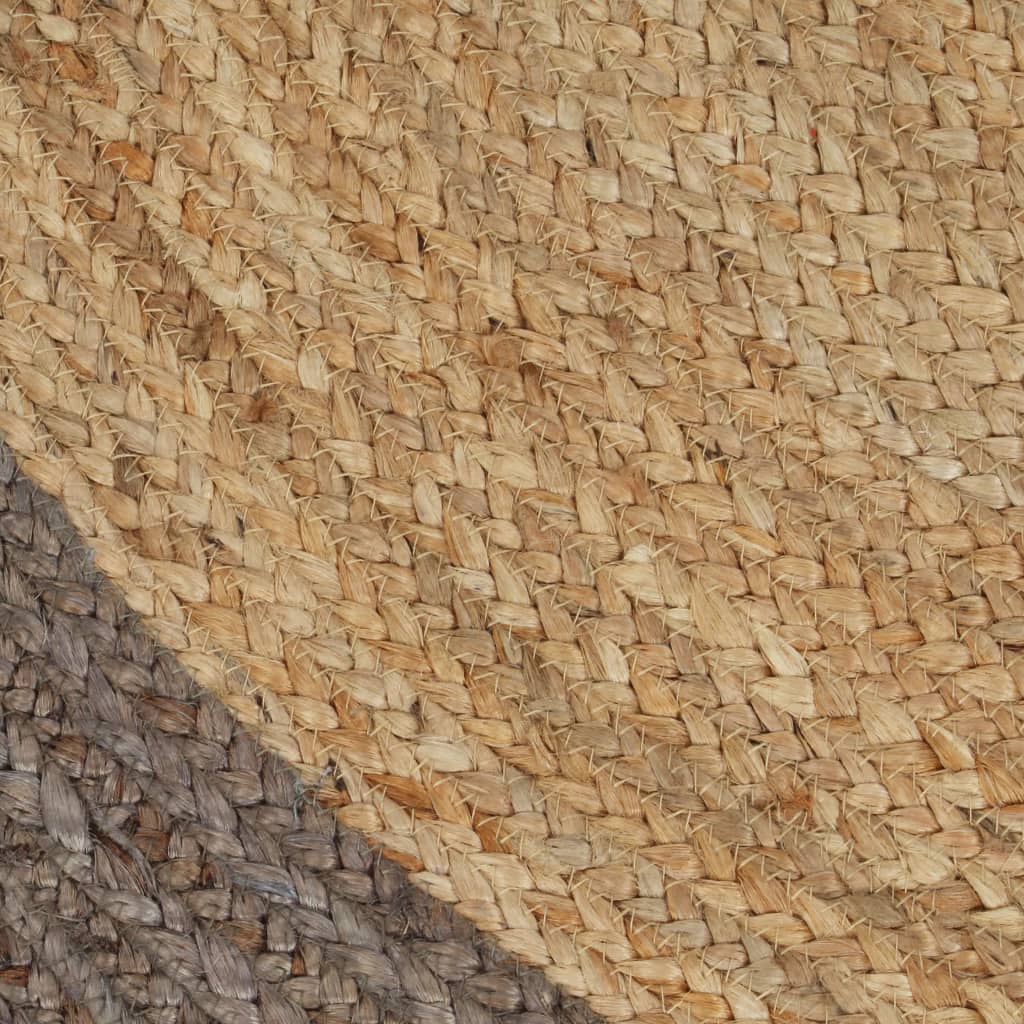 vidaXL paklājs ar pelēku malu, džuta, 90 cm, roku darbs